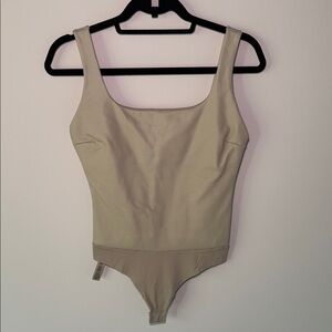 SKIMS Cream Faux Leather Bodysuit
